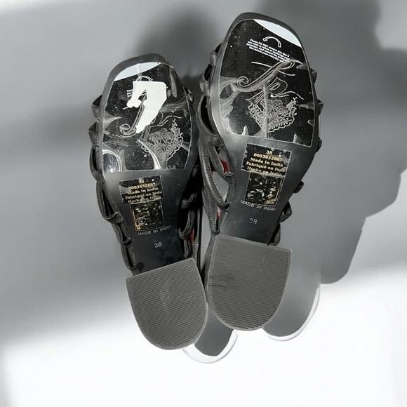 🌻NEW w/tag Free People Colette Black inched Heel Sandals Size 38 or 7.5 - Picture 7 of 9